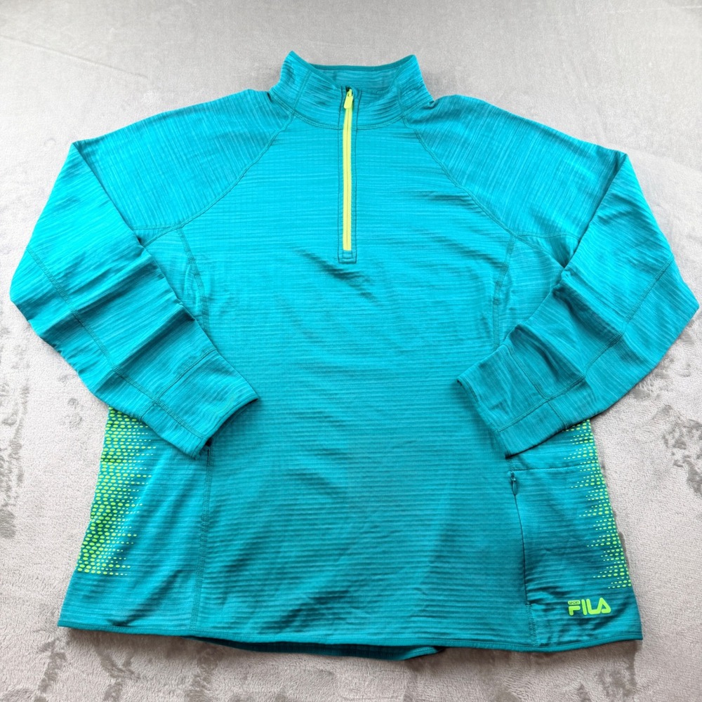 Fila Sport Running Women's 1X 1/4 Zip Pullover Top Teal Blue Green